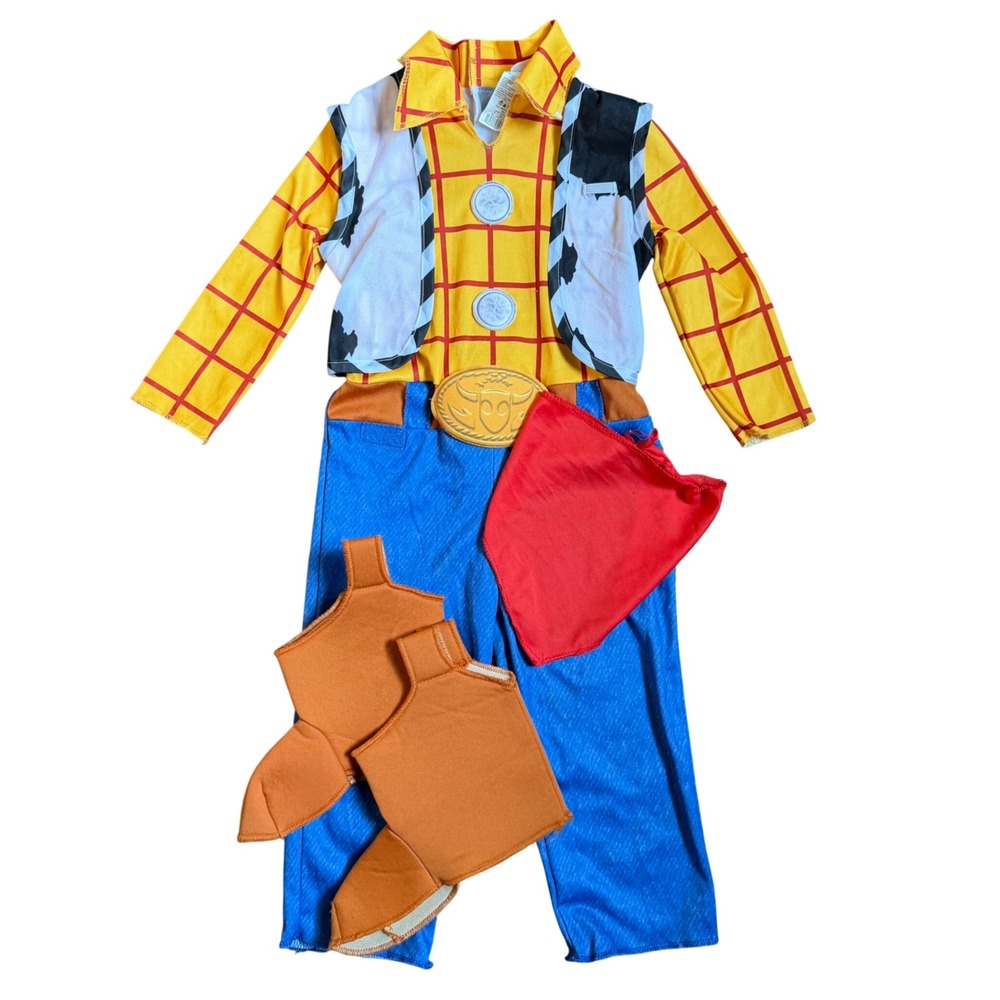 Disney Toy Story Woody Cowboy Costume Jumpsuit with Boot Covers Bandana 2T